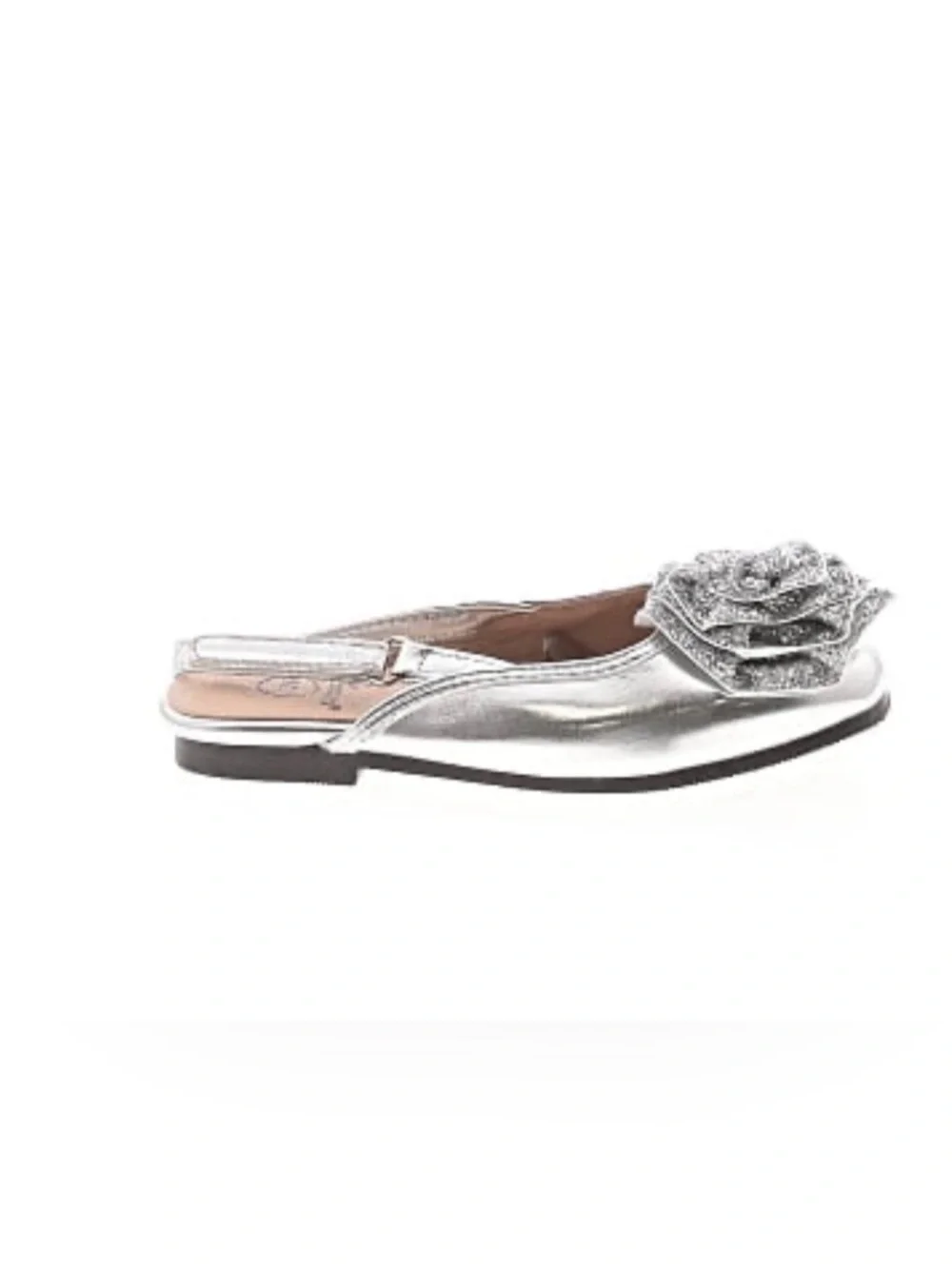 Little Adventures Silver Glitter Flower Girls' Slingback Flats - Size 7/8Toddler